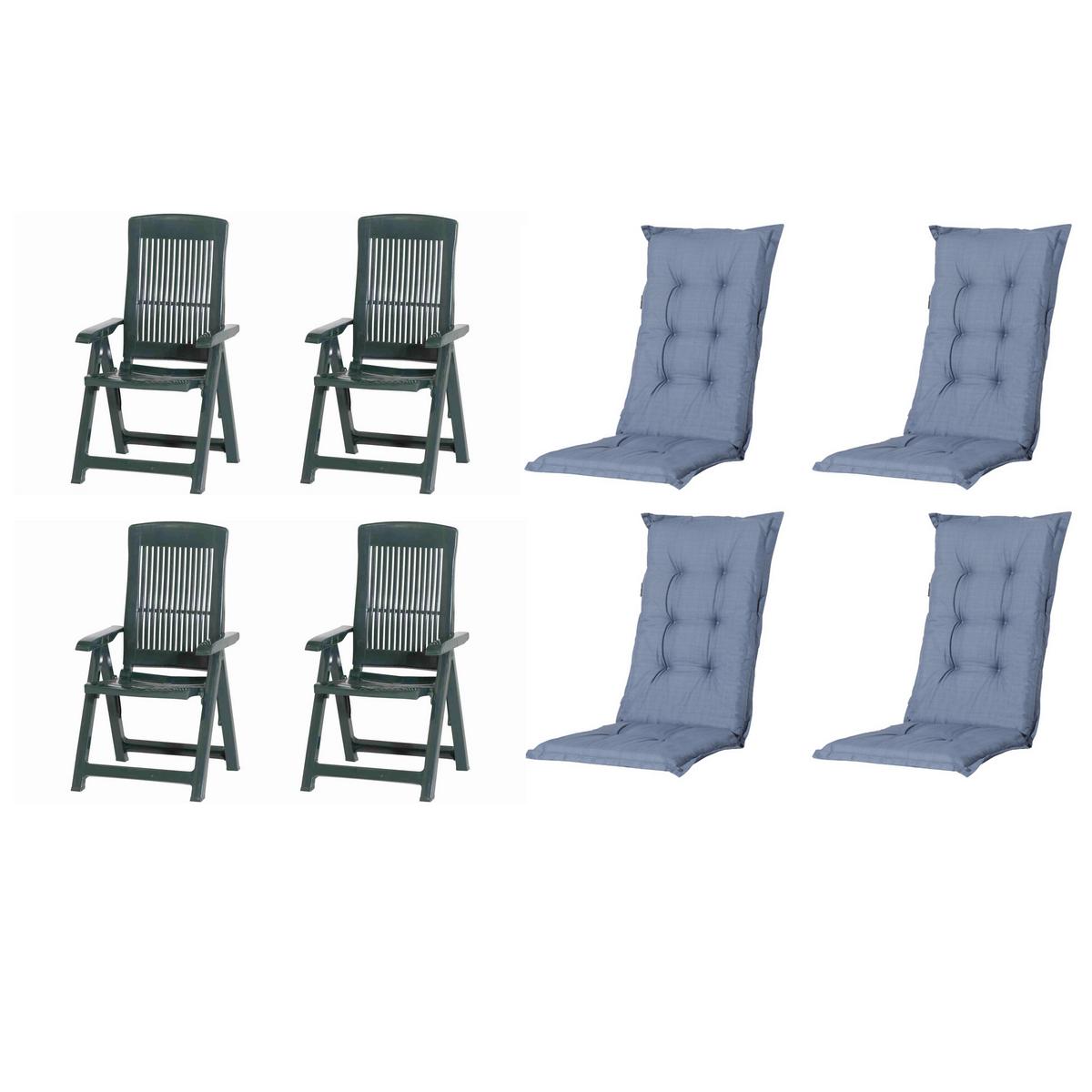 GARTENSTUHL-SET TAMPA+AUFLAGEN SET - Blau/Grün, MODERN, Kunststoff/Textil (44/111/50cm) - Gardenson