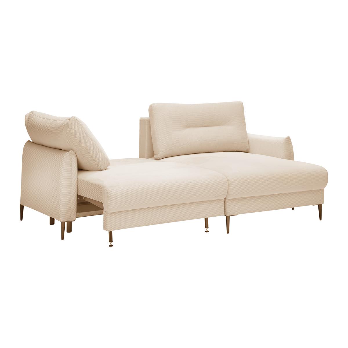 Ecksofa Domingo Beige - Beige/Schwarz, MODERN, Textil/Metall (221/94/142cm) - Mömax