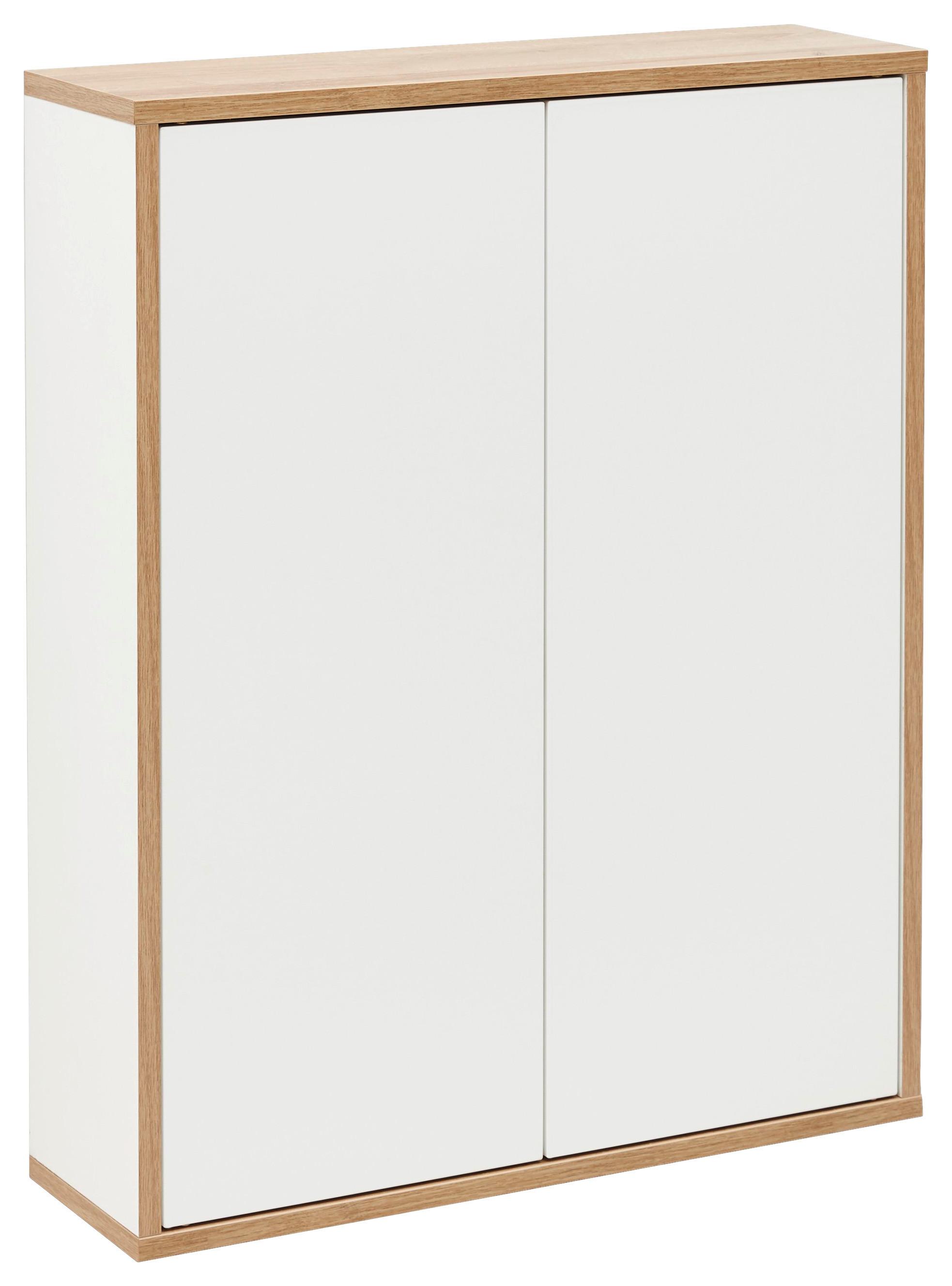 Hängeschrank "Finn" , weiß, eiche - Weiß, MODERN, Glas/Holzwerkstoff (60/75/18,5cm) - MID.YOU
