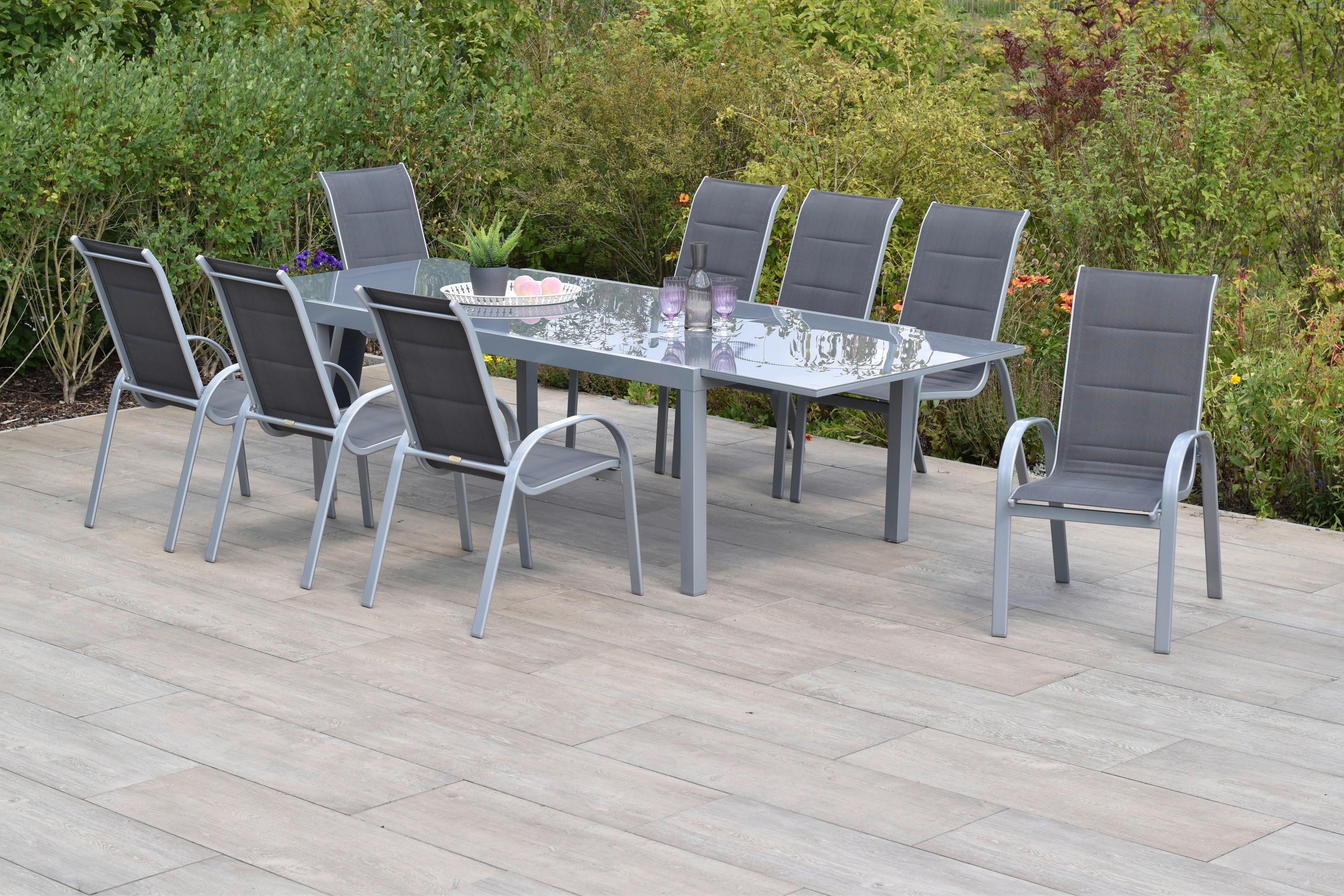 GARTENSET AMALFI DI LUSSO - Anthrazit/Silberfarben, MODERN, Textil/Metall - Gardenson