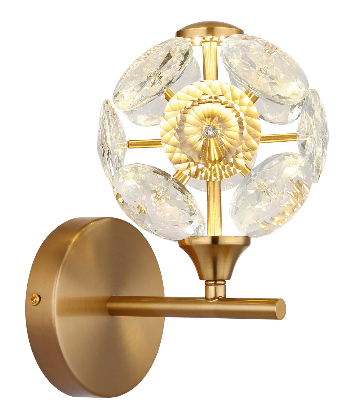 LED-WANDLEUCHTE 16047W VIRINA - Klar/Goldfarben, Konventionell, Glas/Metall (15/24cm) - Globo