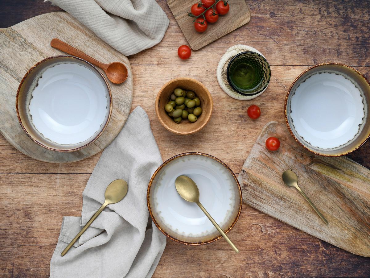 Set Posod Cascade Brown, 4-Delni - bela/rjava, Design, keramika (17,5cm) - Creatable