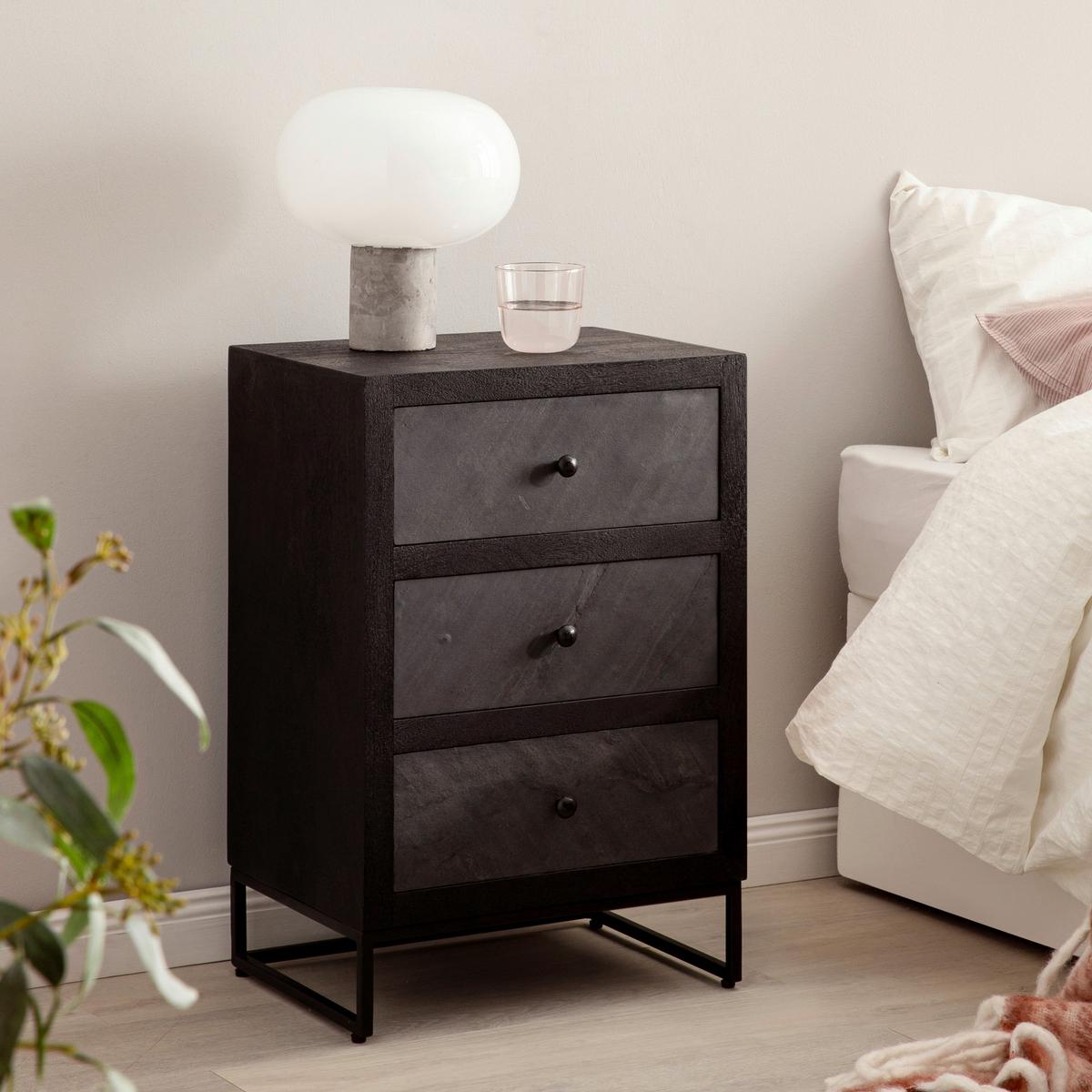 NACHTKÄSTCHEN WL6.768 - Schwarz, Lifestyle, Holz/Metall (40/60/30cm) - MID.YOU