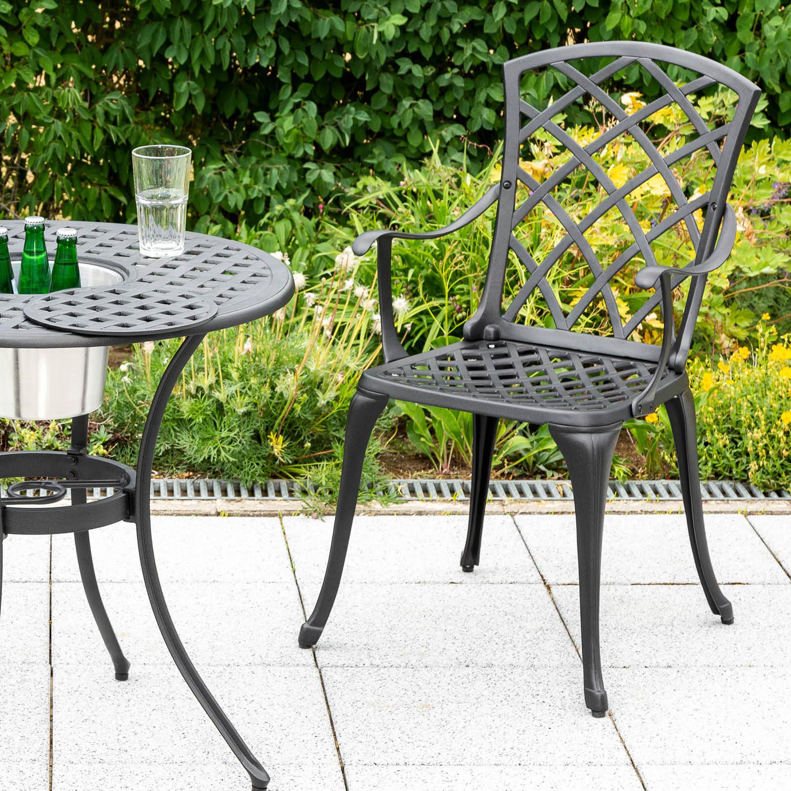 Gartenmöbel Set 3-tlg Rhodos aus Aluminium - Graphitfarben, KONVENTIONELL, Metall - Gardenson