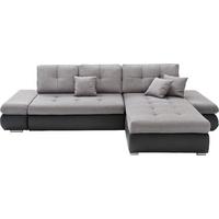 Wohnlandschaft Enrico Grau mit Bettfunktion - Schwarz/Grau, MODERN, Textil (303/185cm) - Based