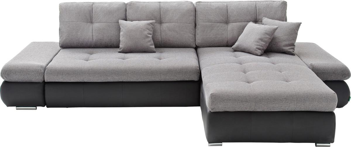 Wohnlandschaft Enrico Grau mit Bettfunktion - Schwarz/Grau, MODERN, Textil (303/185cm) - Based