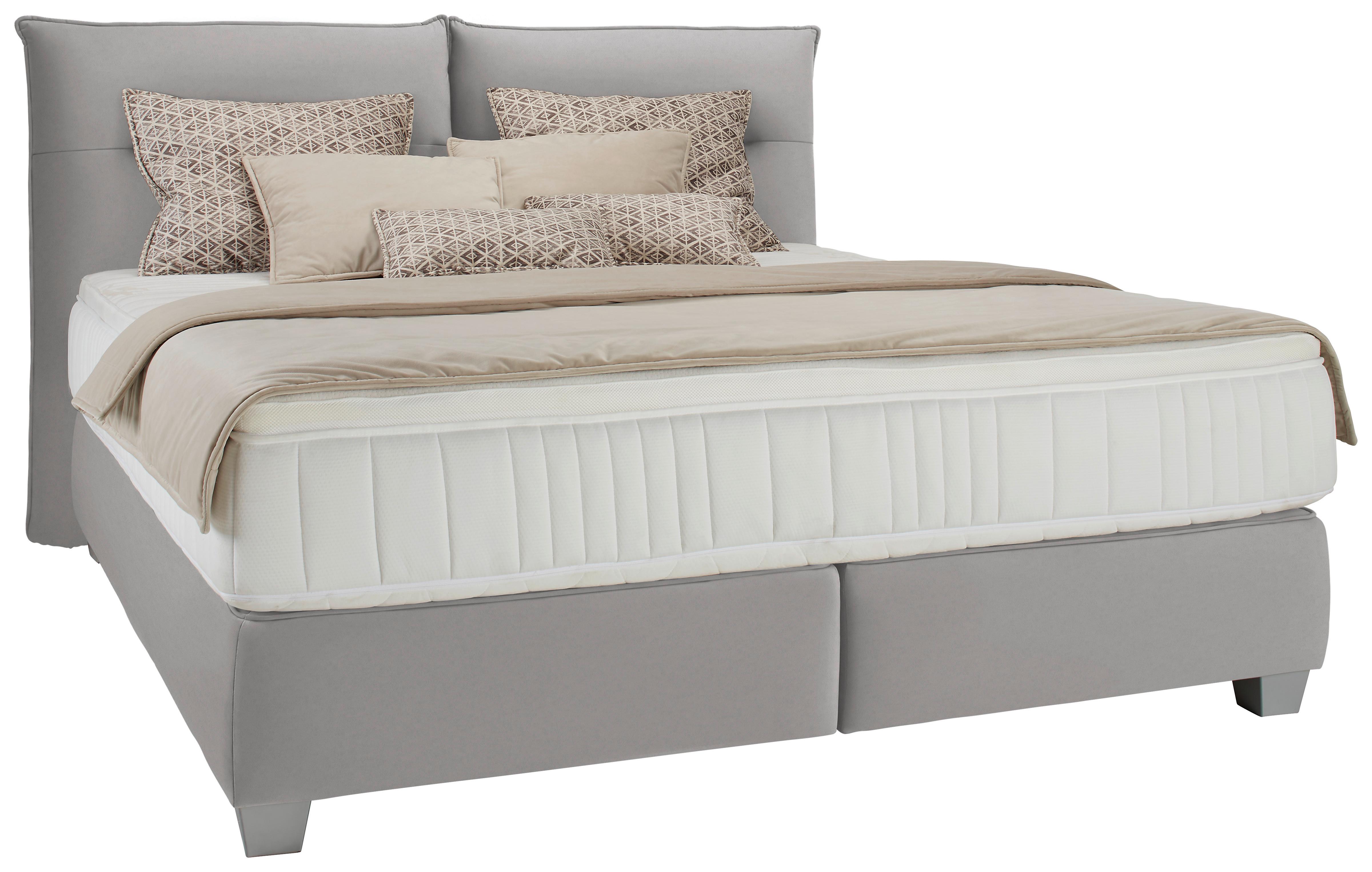 Boxspringbett Fog in Grau ca. 180x200cm - Silberfarben/Grau, LIFESTYLE, Kunststoff/Textil (180/200cm) - Premium Living