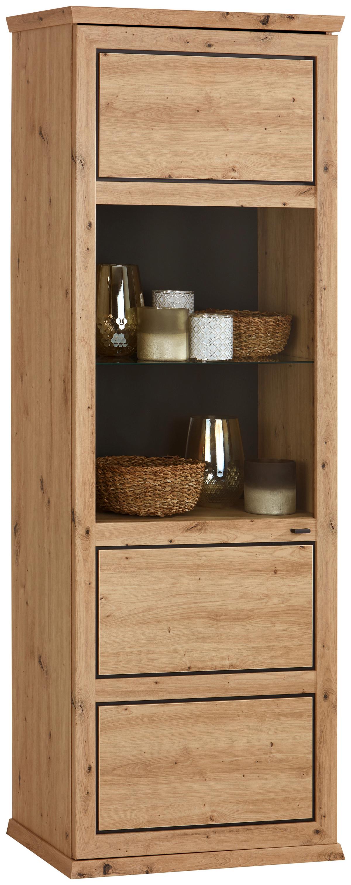 Vitrina Harvey, Barva Hrasta, Antracit - barve hrasta/antracit, Trendi, kovina/steklo (64,2/209,2/43cm) - Mömax