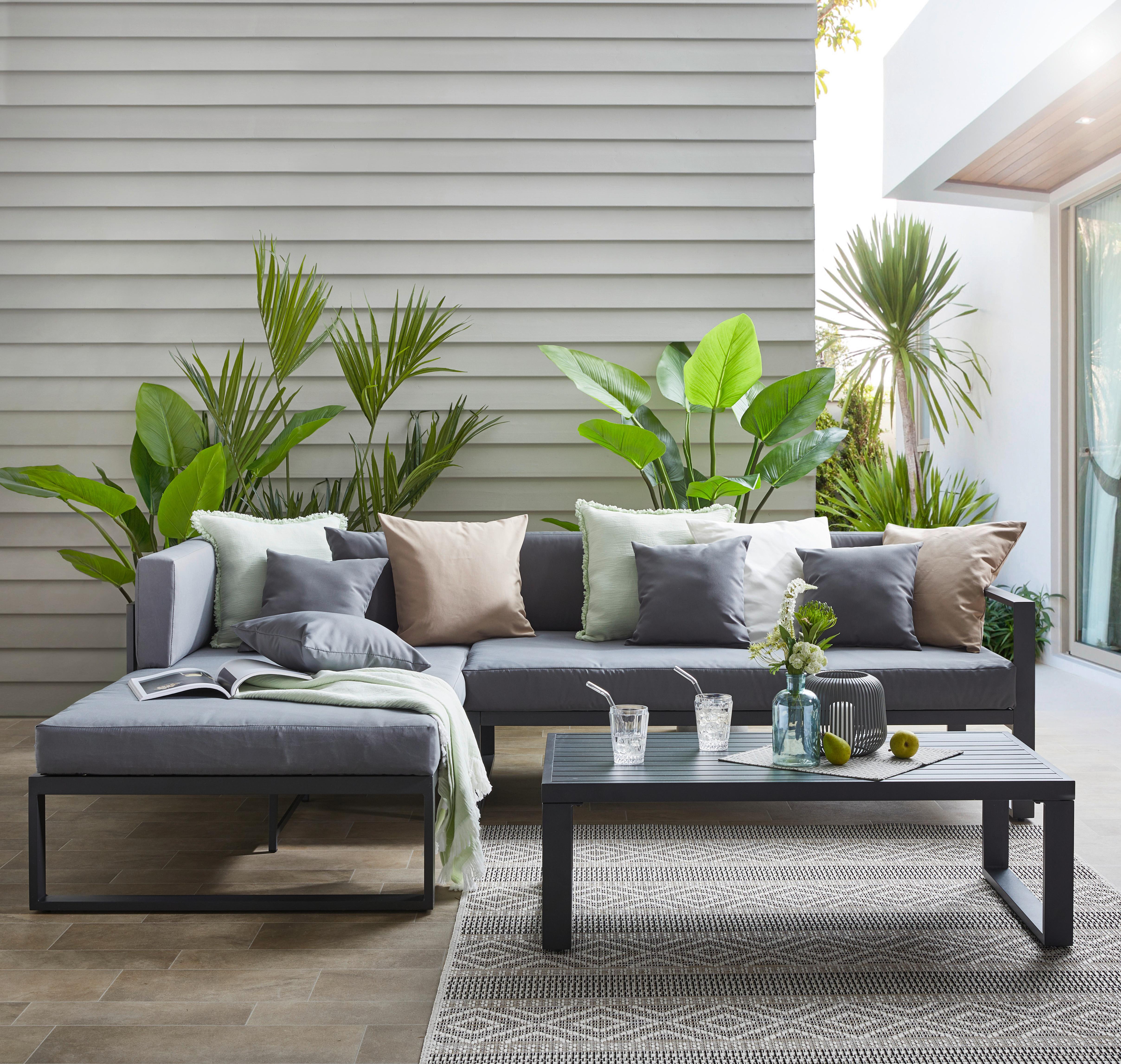 KOMPLET MEBLI TARASOWYCH AMORE - antracytowy/szary, Modern, metal/tkanina (180/248cm) - Ambia Garden