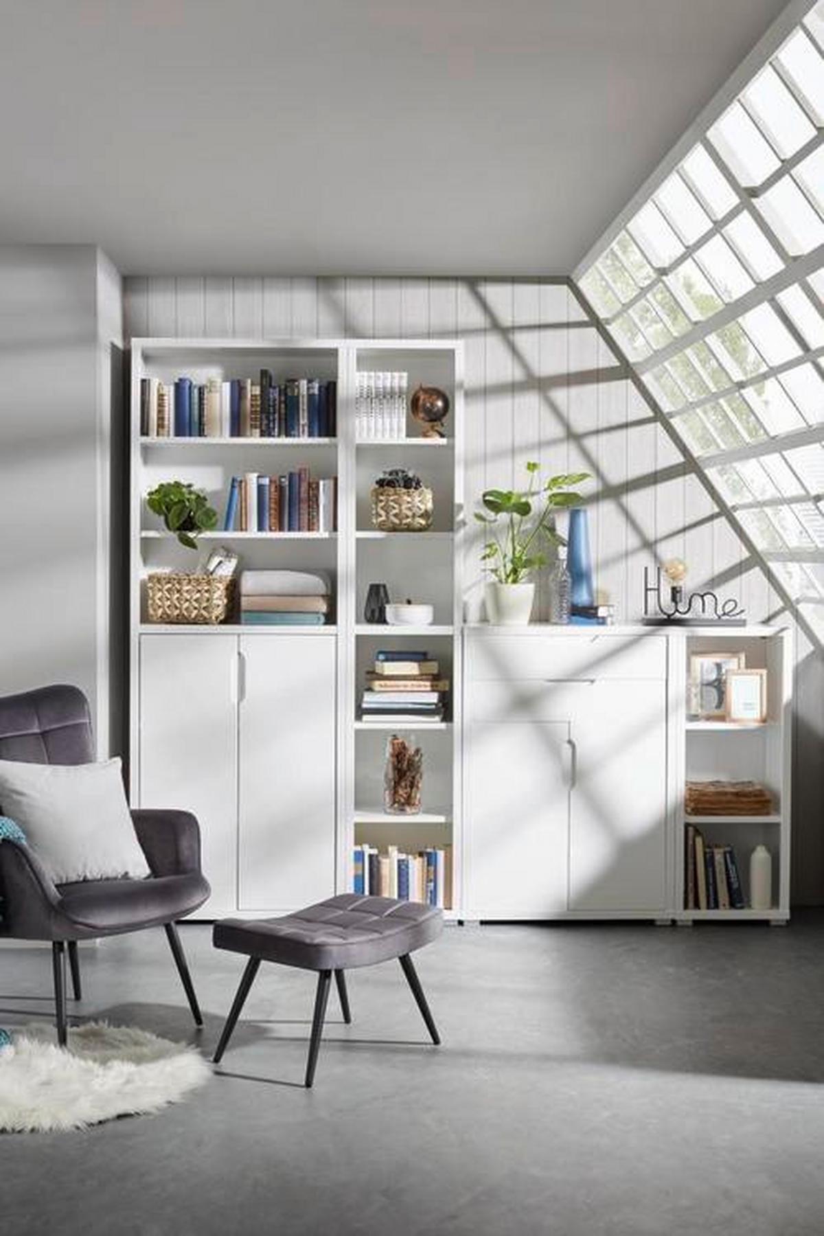 Regal in Weiss Hochglanz - Silberfarben, Modern (43/112/36cm) - Mömax