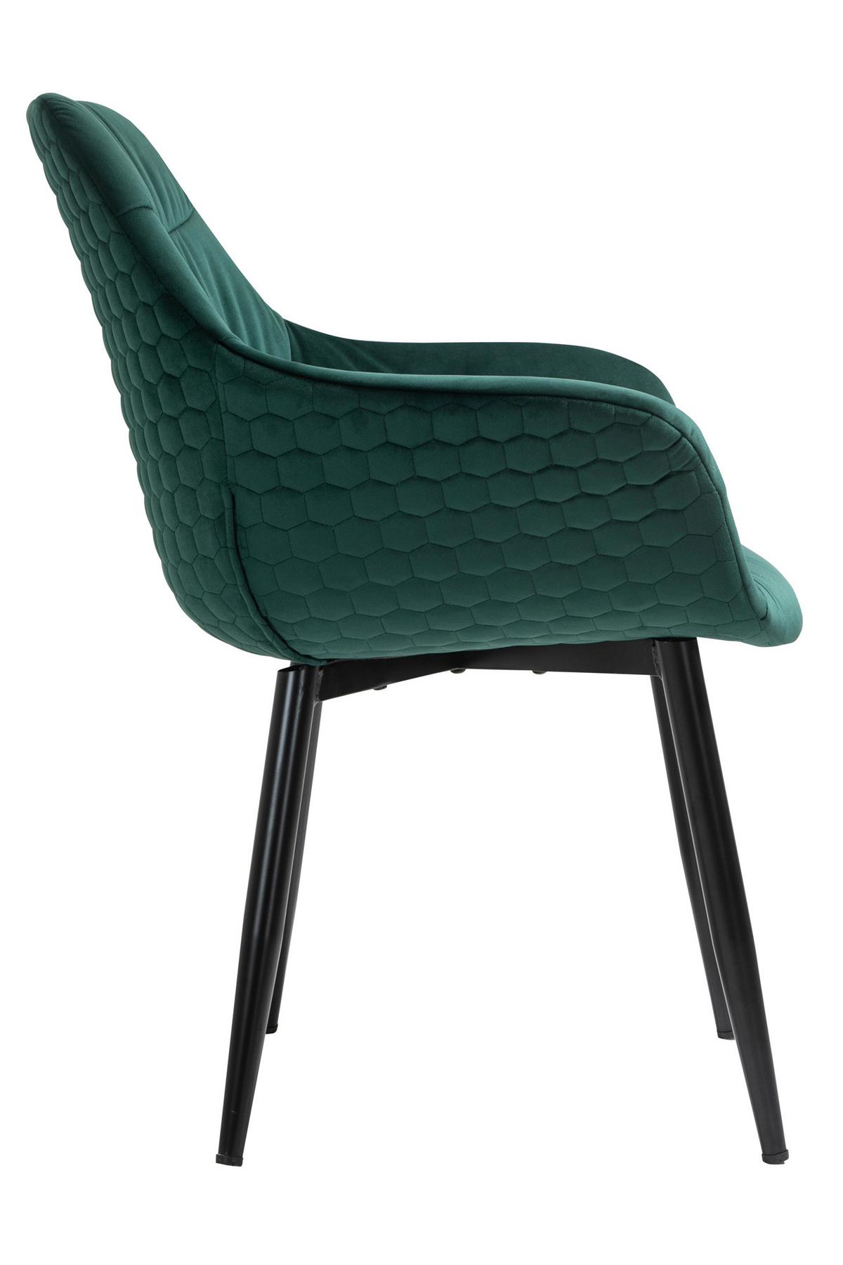 Naslanjač Samt, Gozdno Zelena - črna/gozdno zelena, Moderno, kovina/tekstil (63/81,5/61cm) - Livetastic