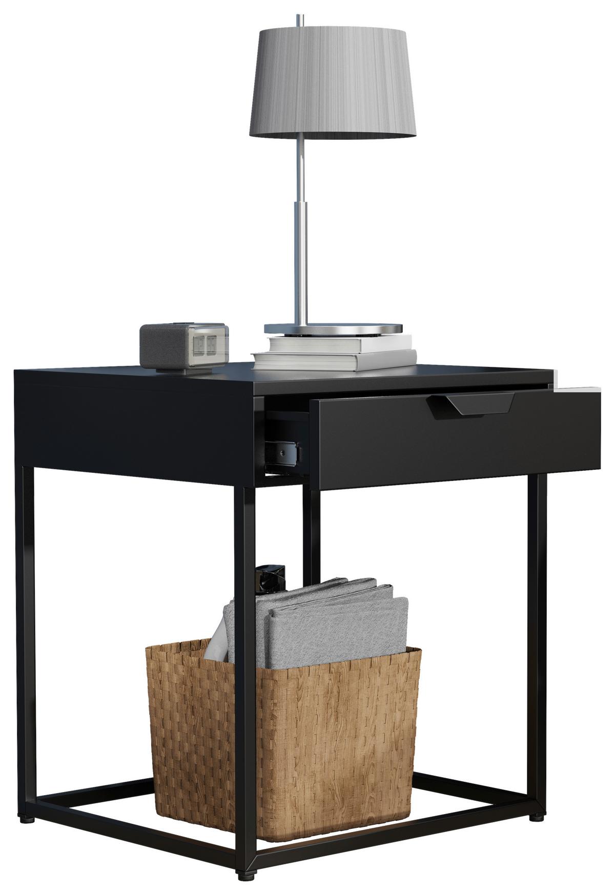 NACHTTISCH FLOKAS S - Schwarz, Modern, Holzwerkstoff/Kunststoff (43/50/41cm) - MID.YOU