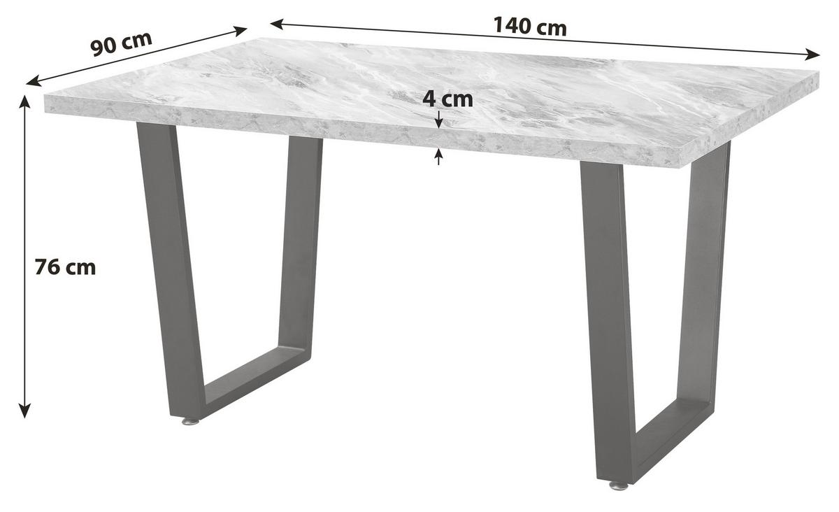 Jedilna Miza Melbourne, Siva, 140x90 - siva/črna, Moderno, kovina/leseni material (140/75/90cm)