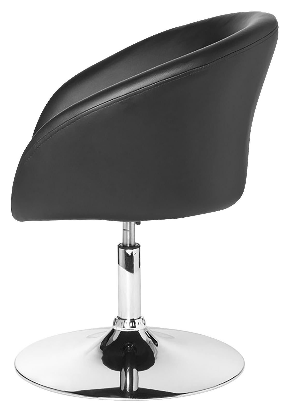 Drehstuhl Relaxsessel Schwarz - Chromfarben/Schwarz, MODERN, Textil/Metall (62/84/55cm) - MID.YOU