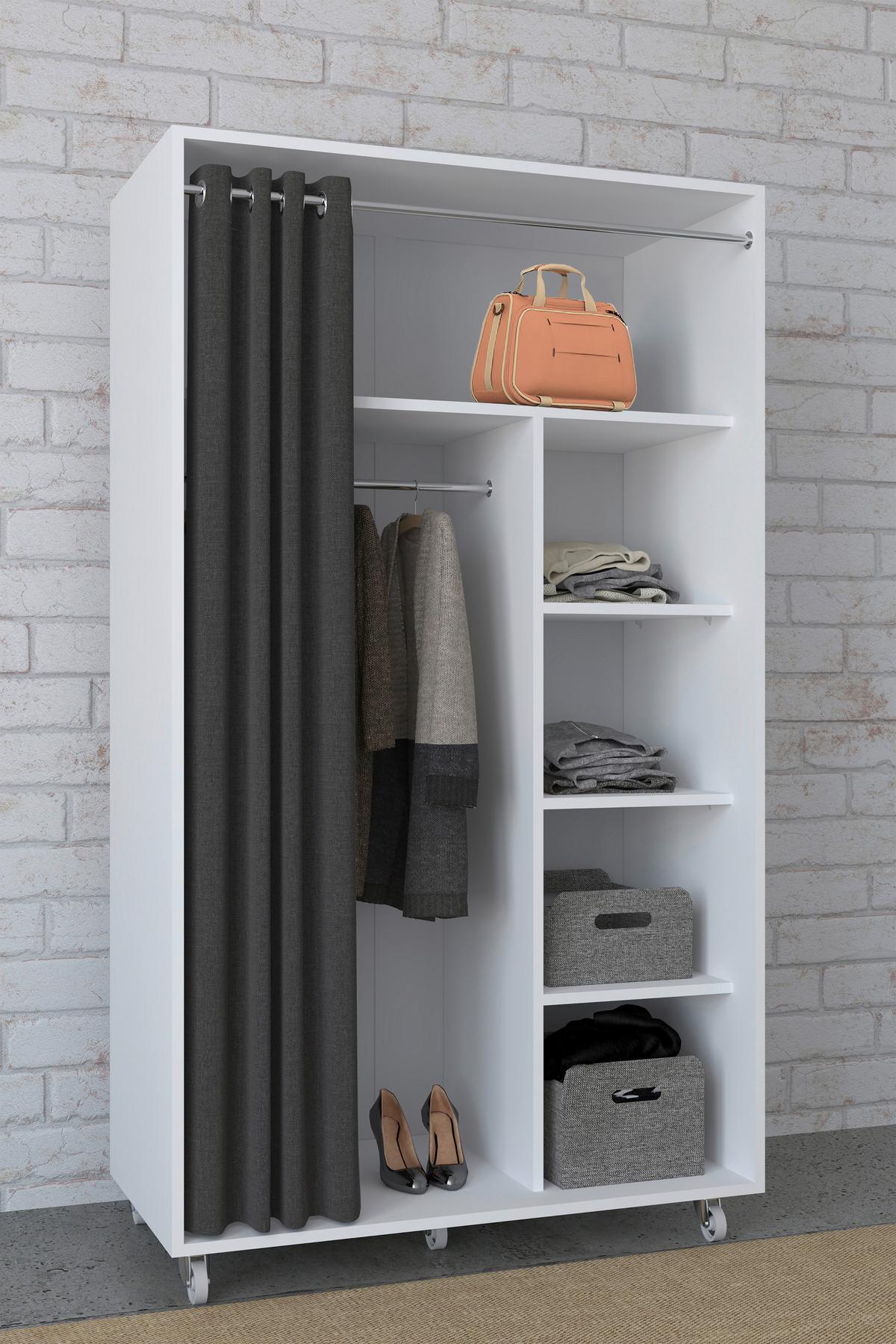 KLEIDERSCHRANK OSTILA - Weiss/Grau, Design, Holzwerkstoff/Kunststoff (101/175/51cm) - MID.YOU