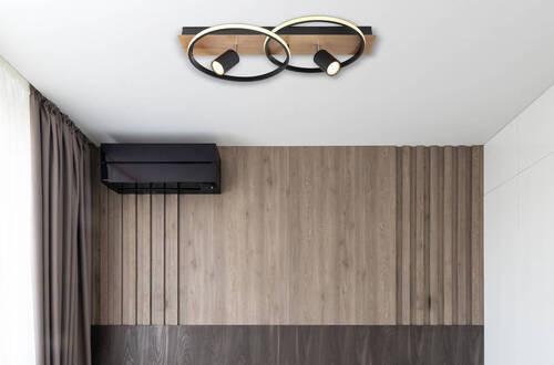 LED-Deckenleuchte Danny in Schwarz/Braun max. 36 Watt - Dunkelbraun/Opal, Design, Holz/Kunststoff (62/32/16,5cm) - Globo