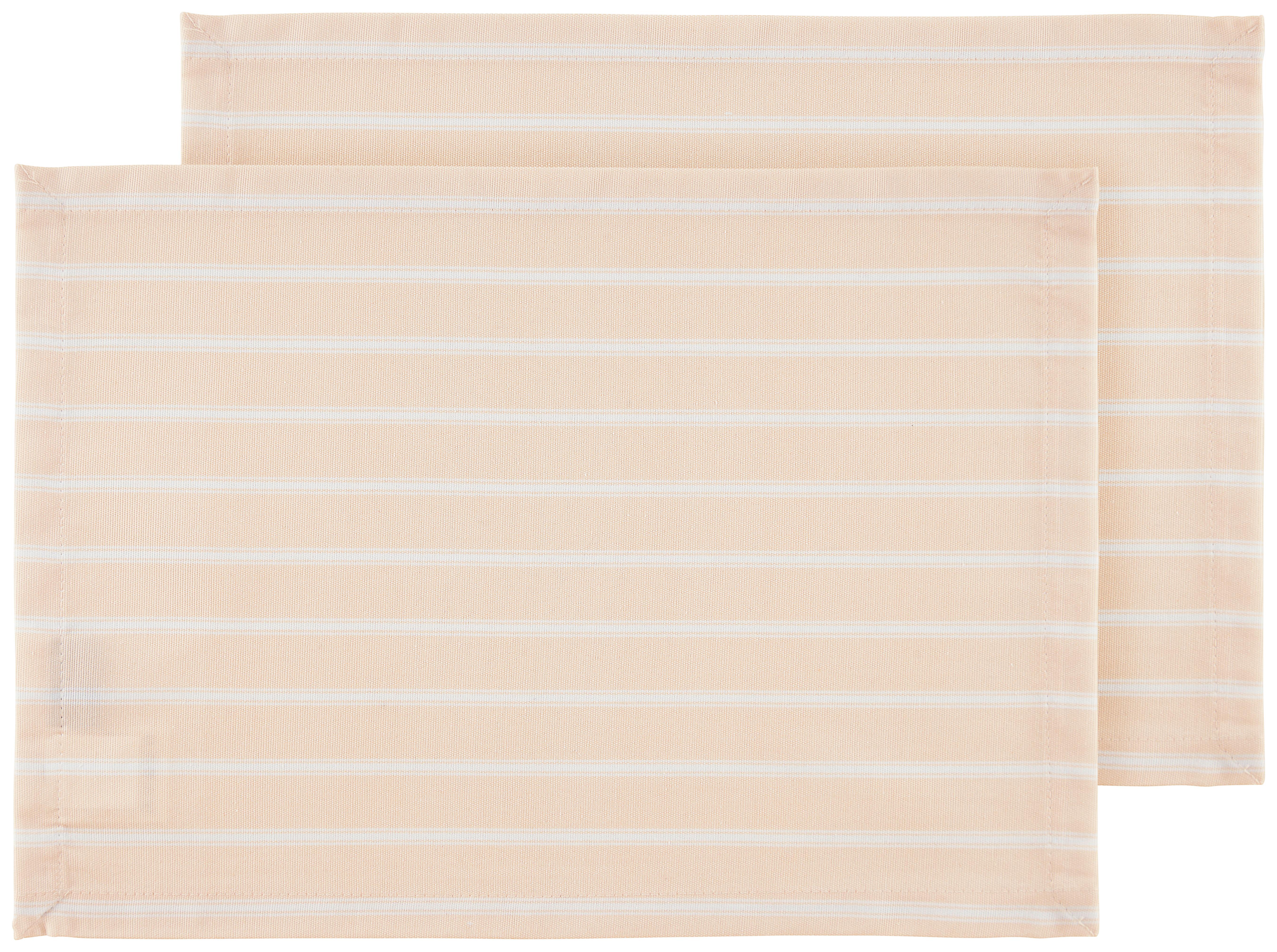 Tischset Steffi in Rosa ca. 33x45cm, 2er-Set - Rosa/Weiß, KONVENTIONELL, Textil (33/45cm) - Mary's