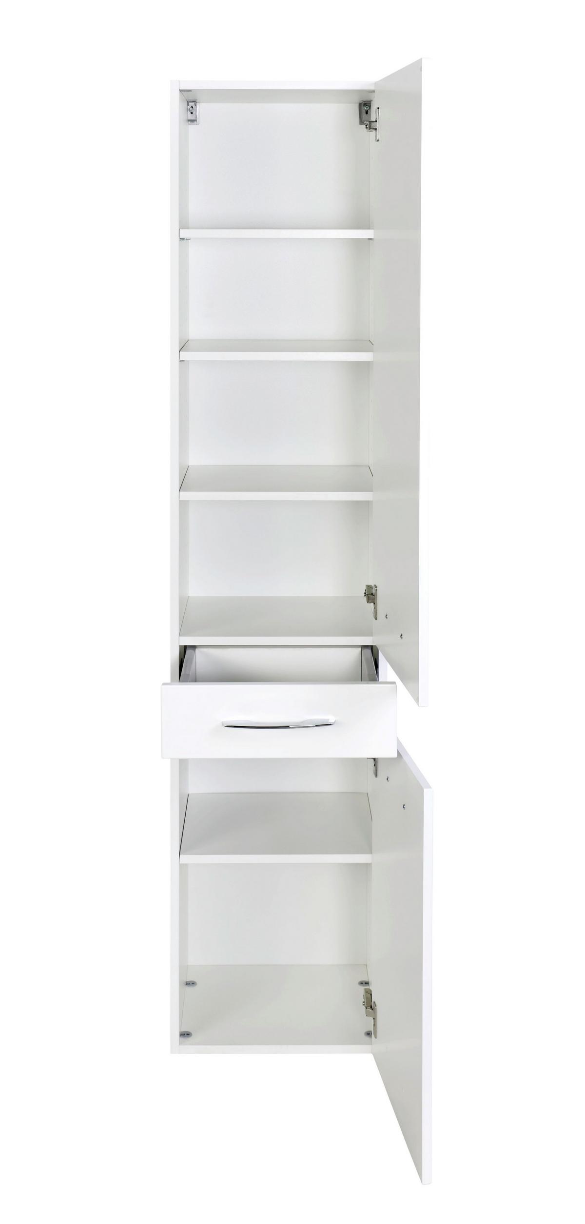 Seitenschrank Florida in Weiß - Chromfarben/Weiß Hochglanz, MODERN, Holzwerkstoff/Metall (40/180/35cm)