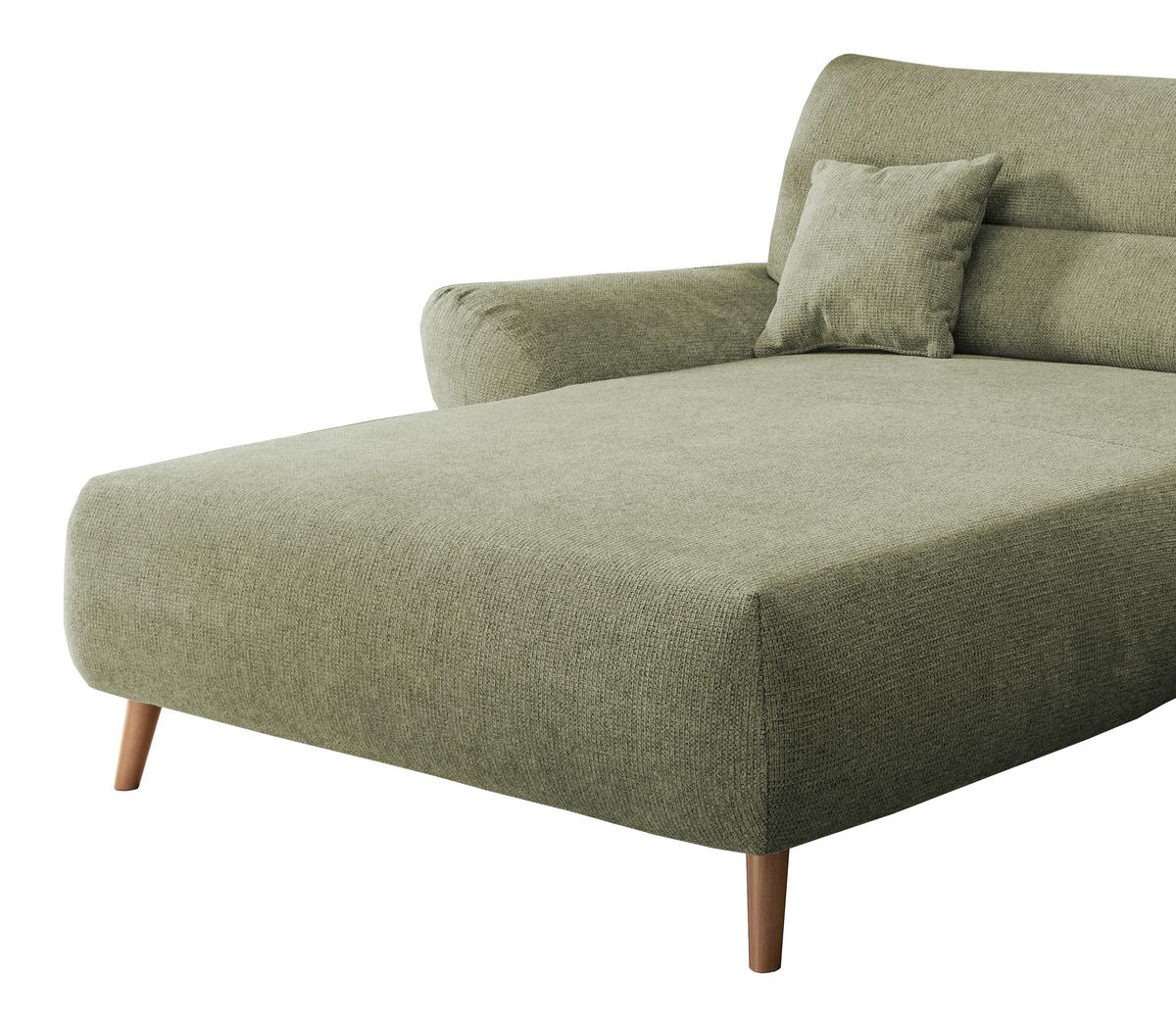 Wohnlandschaft Drago Grün Chenille - Wildeiche/Grün, MODERN, Holz/Textil (166/290cm) - MID.YOU