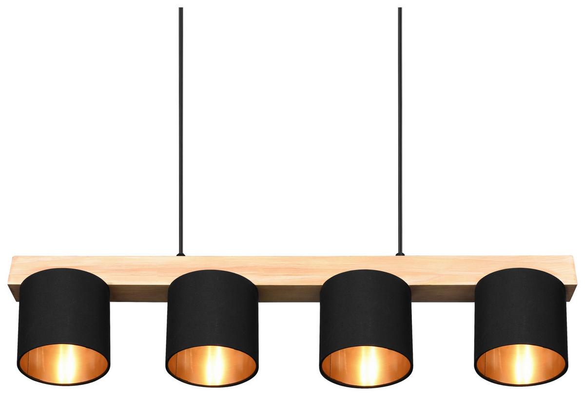 LAMPA WISZĄCA R30654002 CAMERON - czarny/kolor złoty, Design, drewno/tkanina (75/150/12cm) - P & B