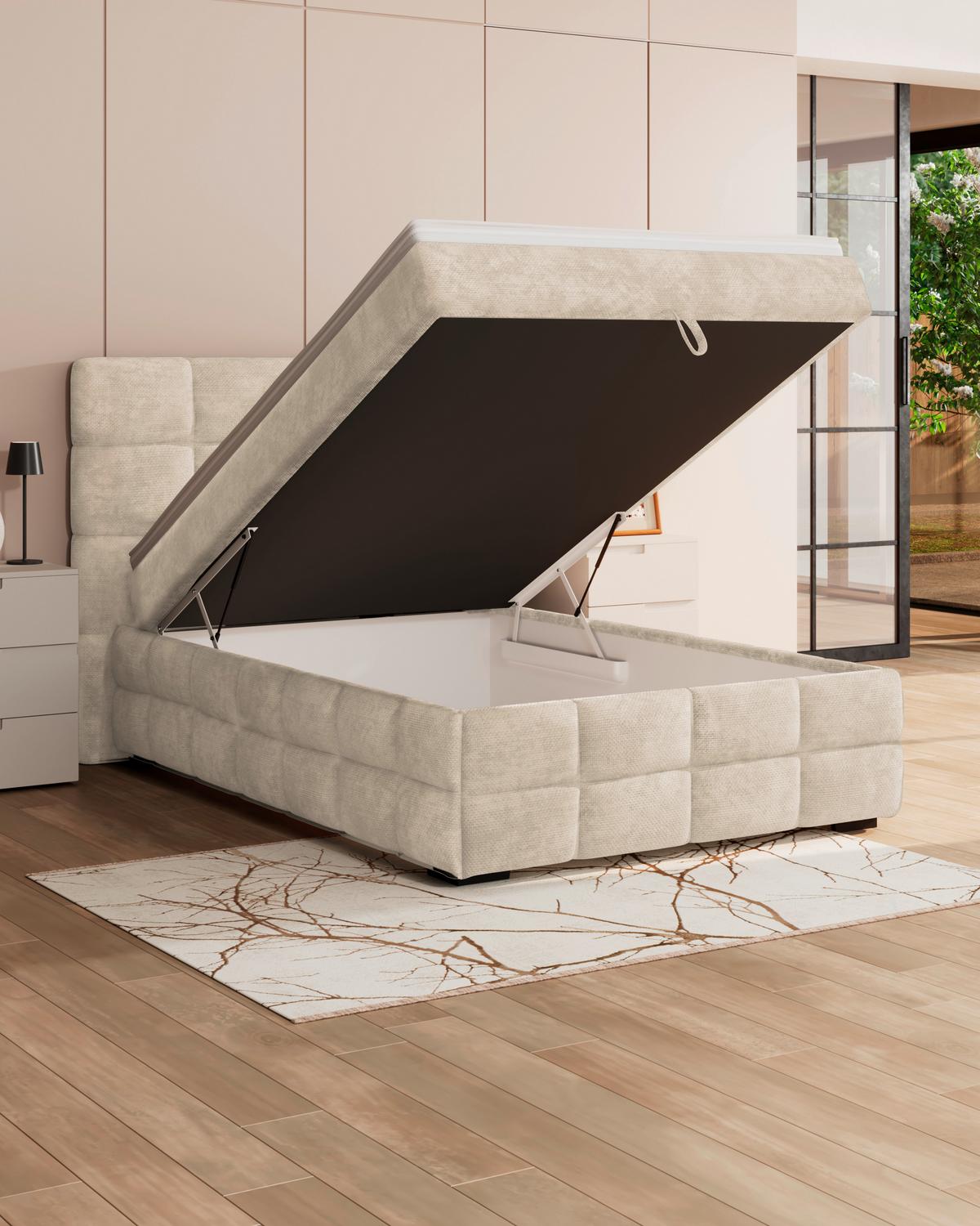 PAT BOX VEGA - alb/verde, Trend, lemn/textil (140/200cm) - Modern Living