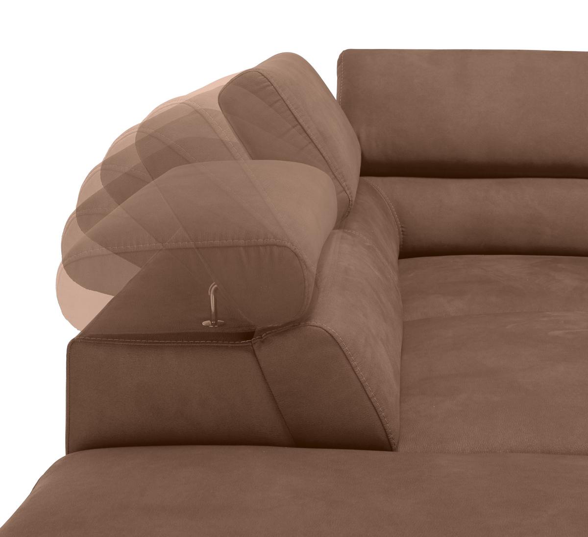 Wohnlandschaft Carmen Braun mit Bettfunktion - Chromfarben/Braun, KONVENTIONELL, Holz/Textil (226/93/292cm) - Based