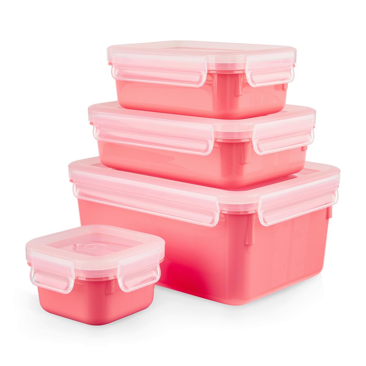ZESTAW POJEMNIKÓW NA ŻYWNOŚĆ N1030900 - koralowiec/przezroczysty, Basics, tworzywo sztuczne (22,6/16,7/9,9cm) - Emsa