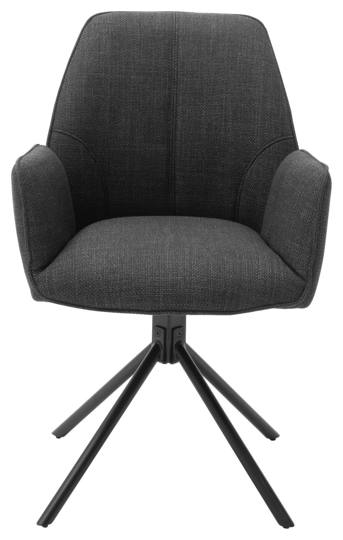 KRZESŁO Z PODŁOKIETNIKAMI PEMBA - antracytowy/czarny, Design, metal/tkanina (59/87/61cm) - Carryhome