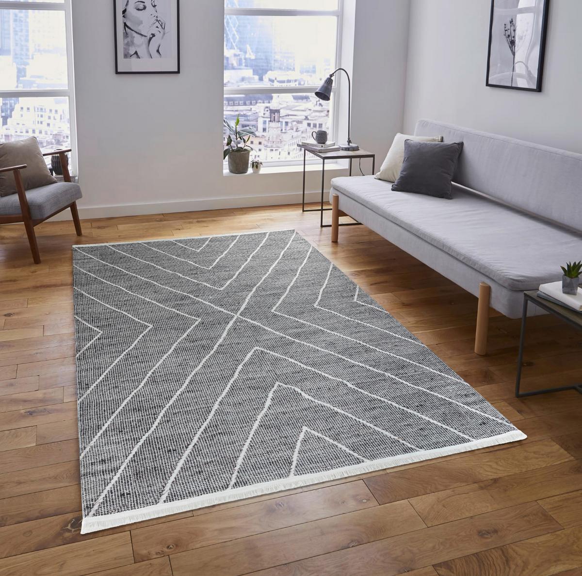 Webteppich Emilian in Grau ca. 120x170cm - Grau, Natur, Textil (120/170cm)
