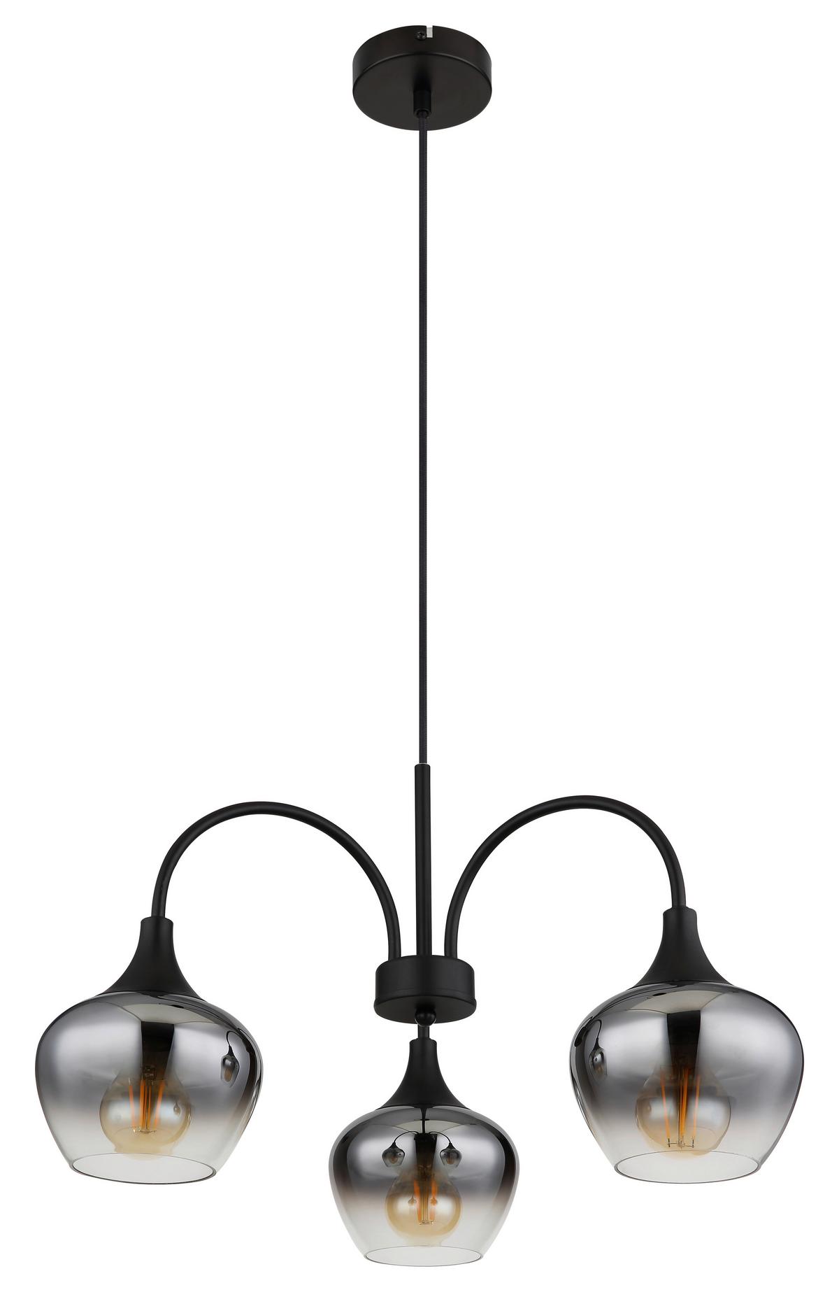 Hängeleuchte Maxy Schwarz max. 40 Watt - Schwarz, Design, Glas/Textil (55/120cm) - Globo