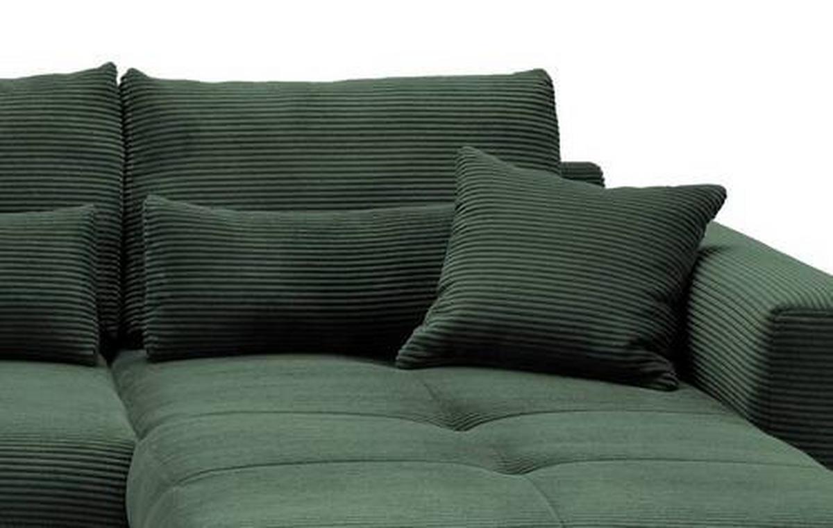 Wohnlandschaft Frederico Dunkelgrün Cord - Dunkelgrün/Schwarz, MODERN, Holz/Textil (302/188cm) - MID.YOU