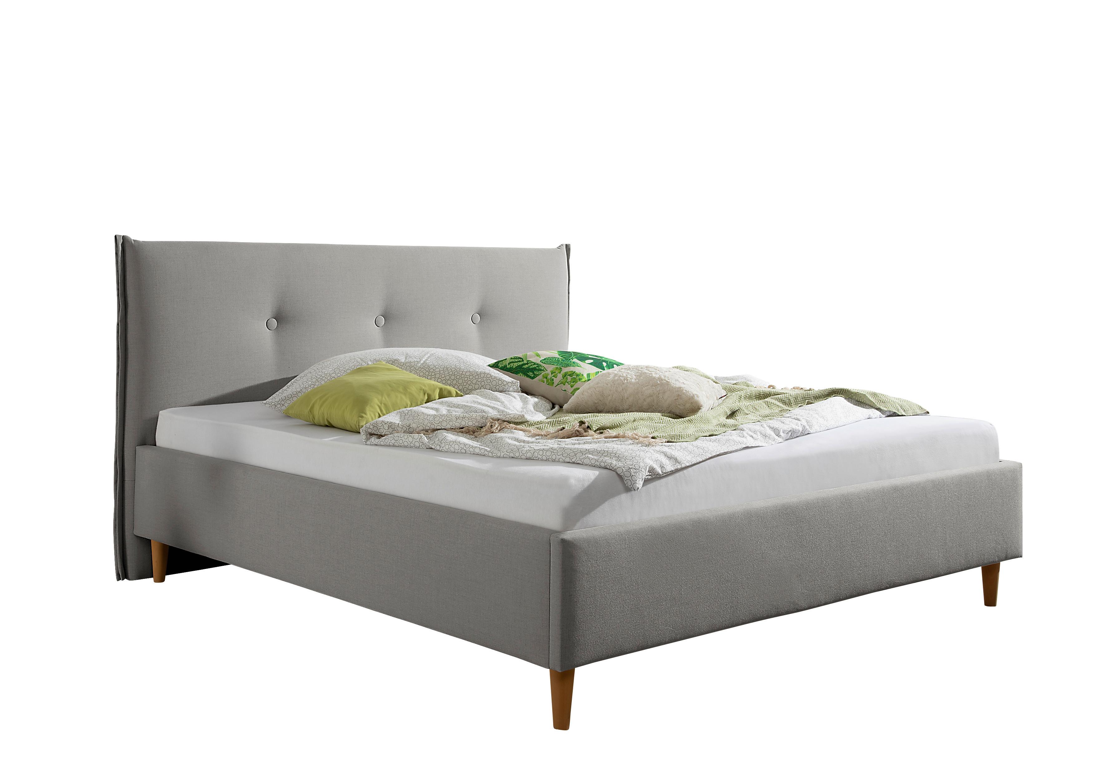 Polsterbett Nelo Grau ca. 160x200 cm - Naturfarben/Grau, MODERN, Holz/Textil (160/200cm) - Livetastic