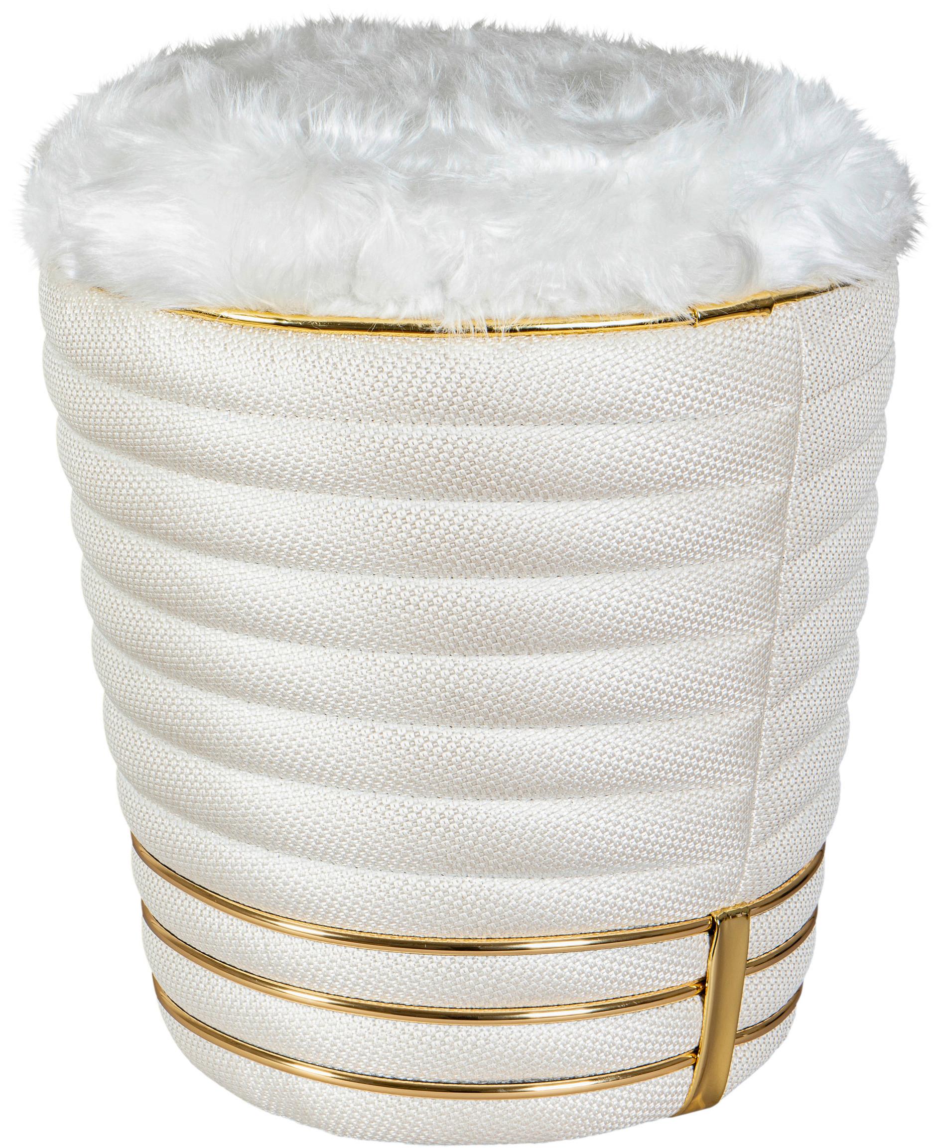 HOCKER DORIC 345 - Beige/Goldfarben, Design, Textil (42/50cm) - Kayoom