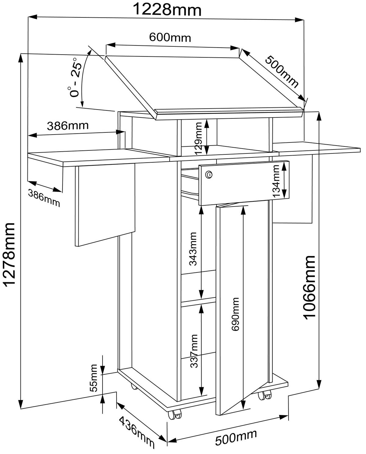 Stoječi Pult Salia L, Antracit, Barva Hrasta - medeni hrast/antracit, Design, leseni material (123/128/44cm) - MID.YOU