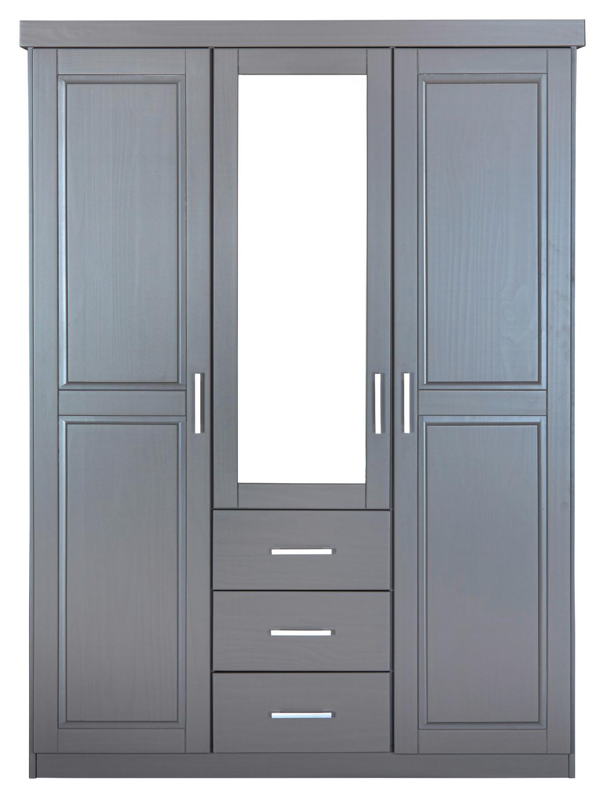 Garderobna Omara Norwin, Siva, Z Ogledalom - siva/barve aluminija, Natur, umetna masa/les (140cm) - MID.YOU