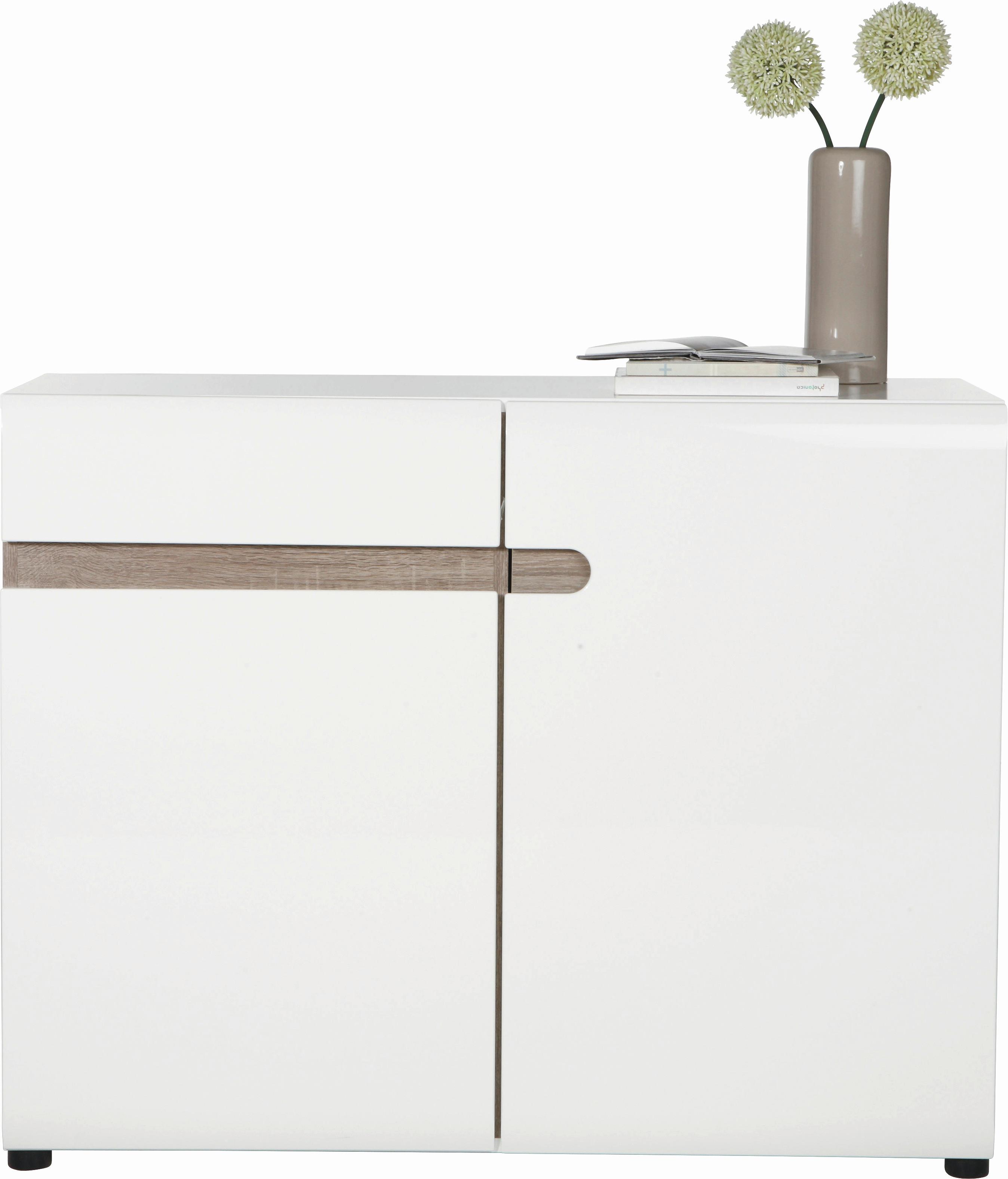 Komoda Linate - bijela visoki sjaj/crna, Moderno, drvni materijal/plastika (109,4/86,5/41,9cm) - Modern Living