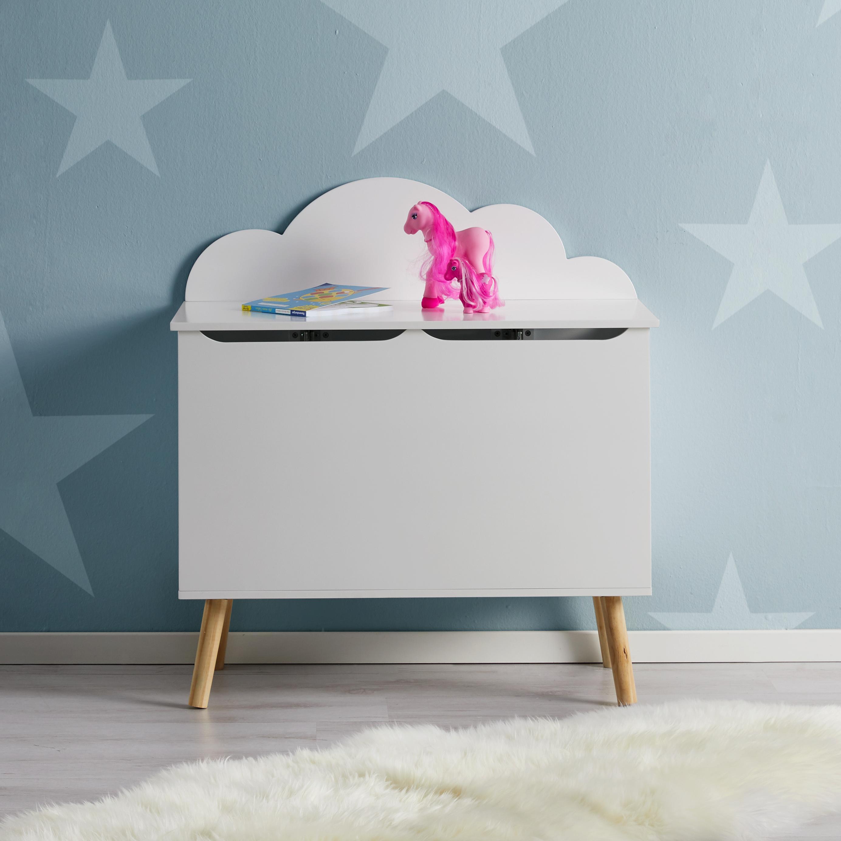 Kindersitzbank in Weiß mit Stauraum 'Lino' - Weiß/Kieferfarben, MODERN, Holz (74/79/40cm) - Bessagi Kids