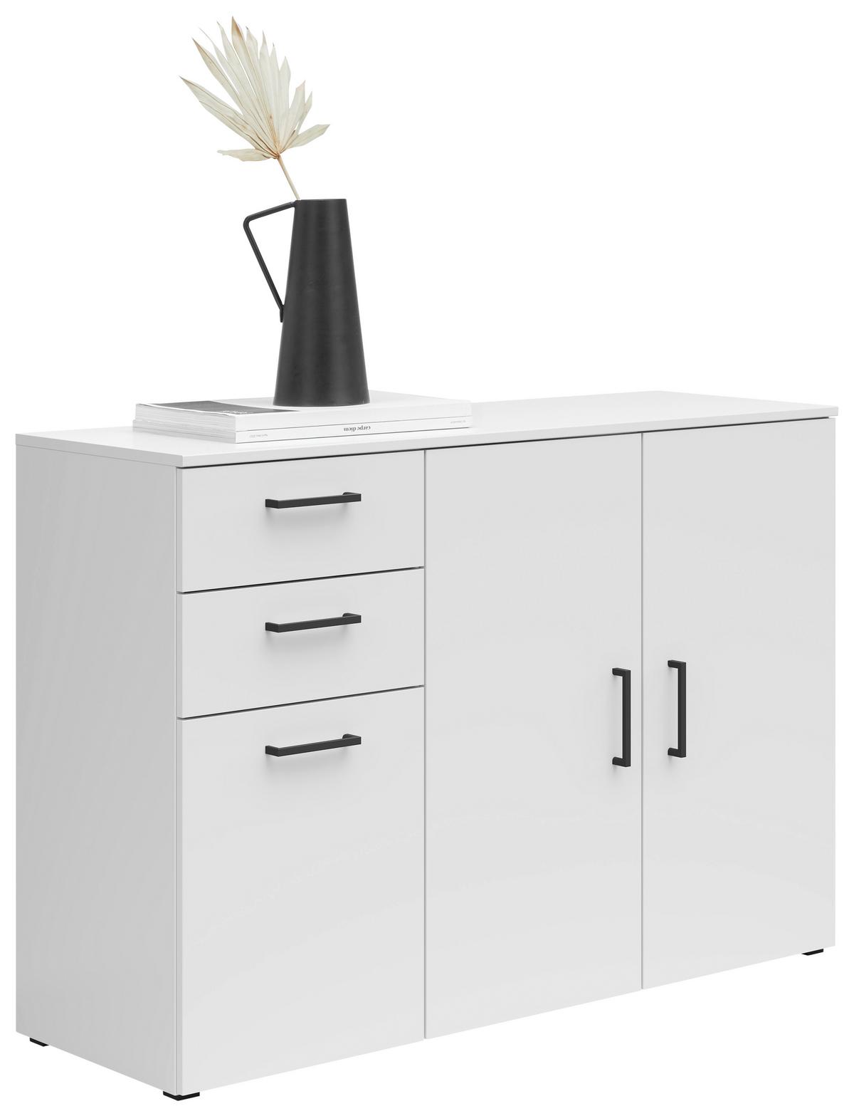 Kommode Multistauraum Weiss - Weiss/Anthrazit, Modern, Holzwerkstoff/Kunststoff (120/83/40cm) - Premium Living