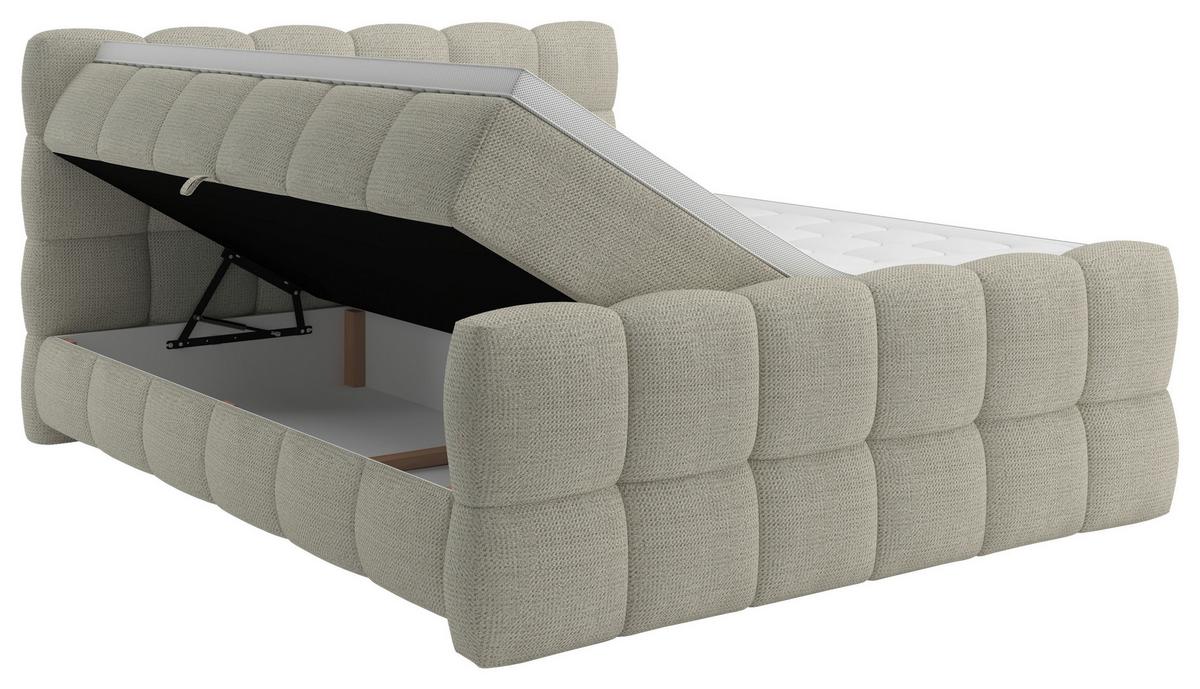 Boxspring Krevet Brisbane - crna/ecru, Trend, drvni materijal/drvo (120/200cm) - Premium Living