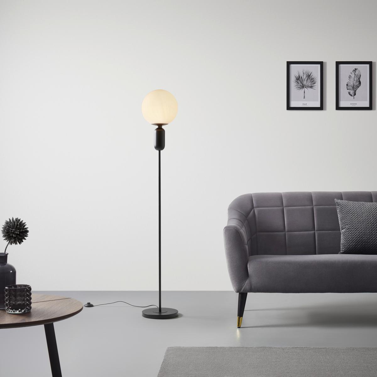 Állólámpa Tiano - fekete, Modern, Üveg/fém (25/155cm) - Bessagi Home