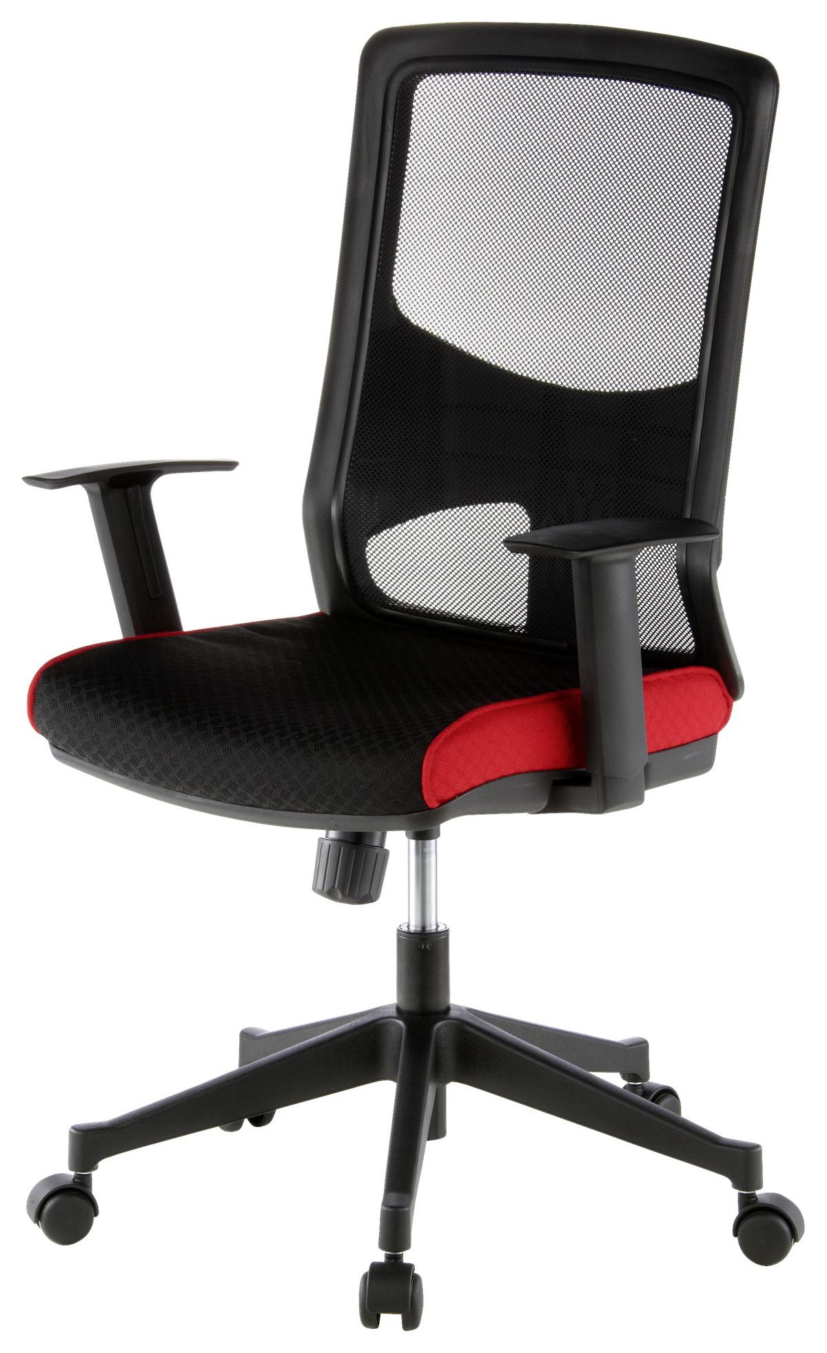 Pisarniški Stol Lavita, Črna, Rdeča - rdeča/črna, Moderno, umetna masa/tekstil (57/113/44cm) - MID.YOU