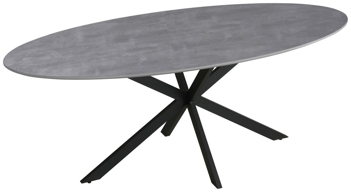 Esstisch Matteo Grau - Schwarz/Grau, MODERN, Holzwerkstoff/Metall (180/90/75cm) - Mömax
