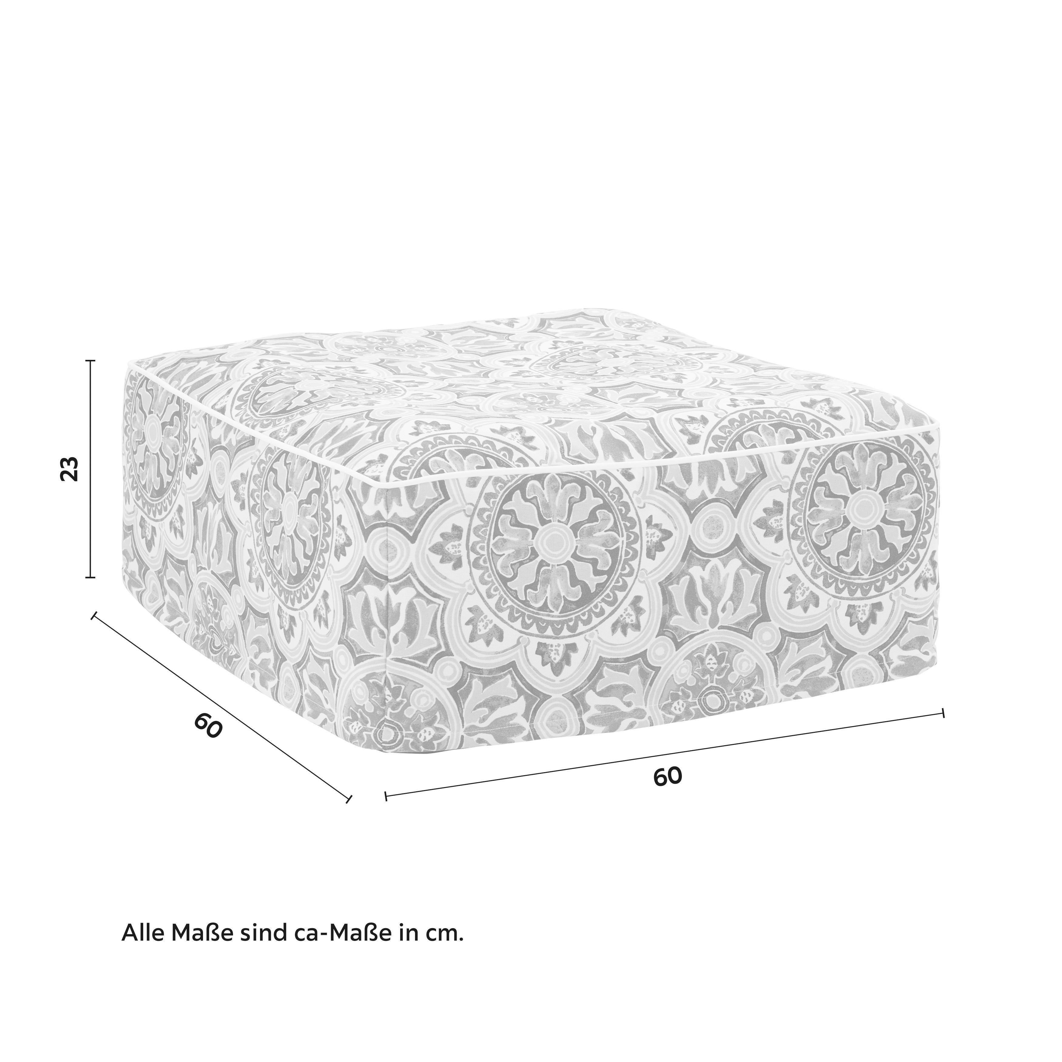 Pouf Cassy Blau ca. 60x23 cm - Blau/Multicolor, MODERN, Textil (60/23/60cm) - Bessagi Garden