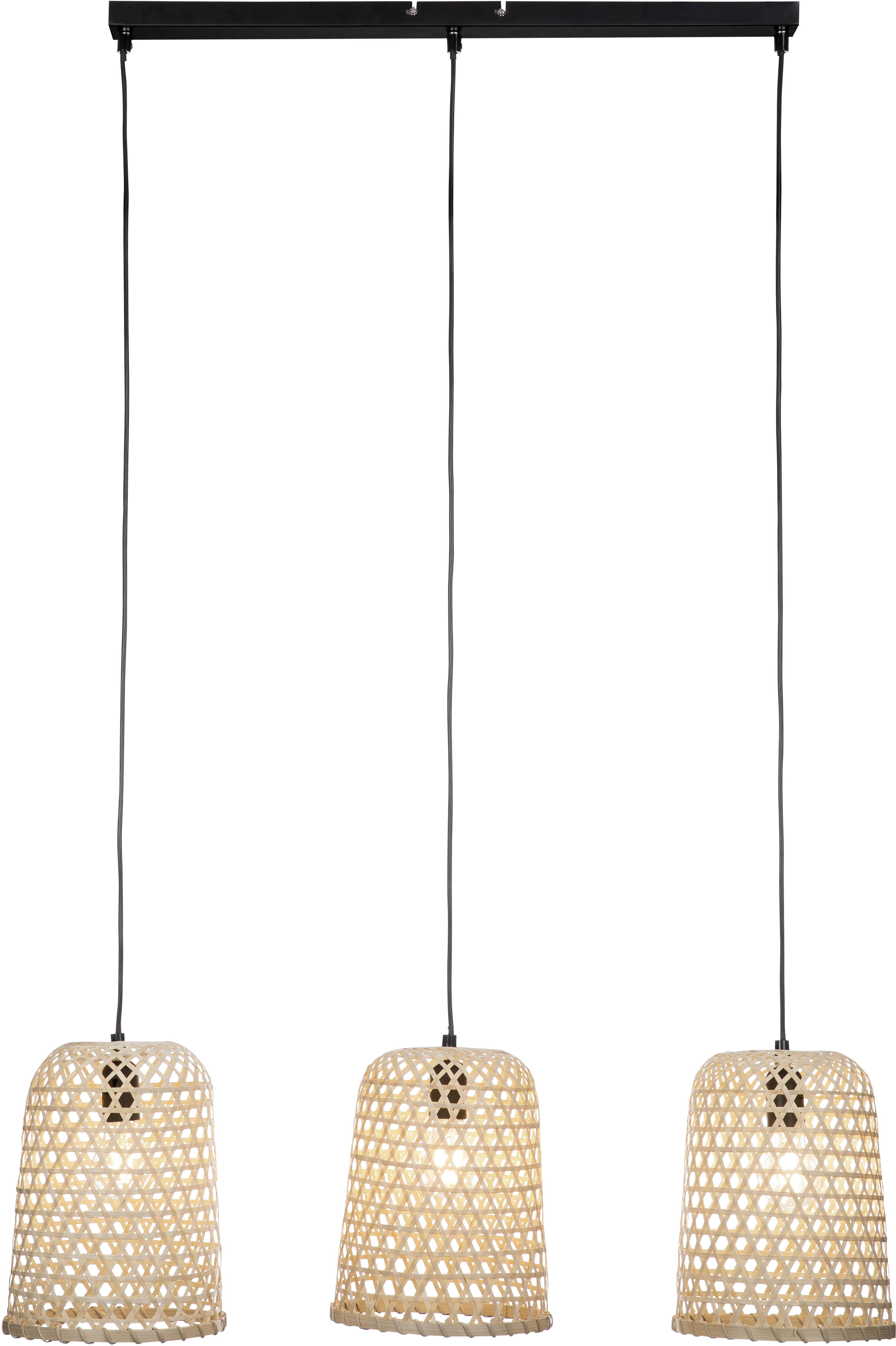 Hängeleuchte Gaio max. 40 Watt - Naturfarben, MODERN, Naturmaterialien/Metall (80/21/130cm) - Bessagi Home