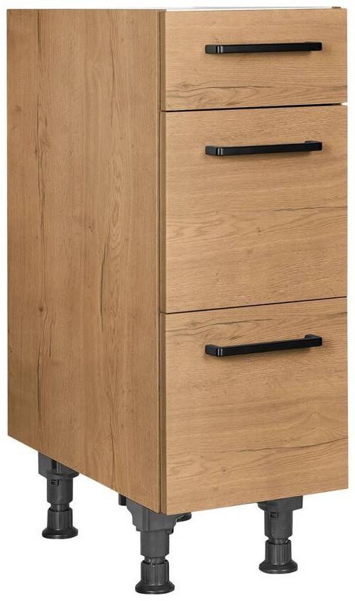 Schubkastenunterschrank Structura Eiche - Eichefarben/Schwarz, MODERN, Holzwerkstoff/Metall (30/87/56cm) - Nobilia