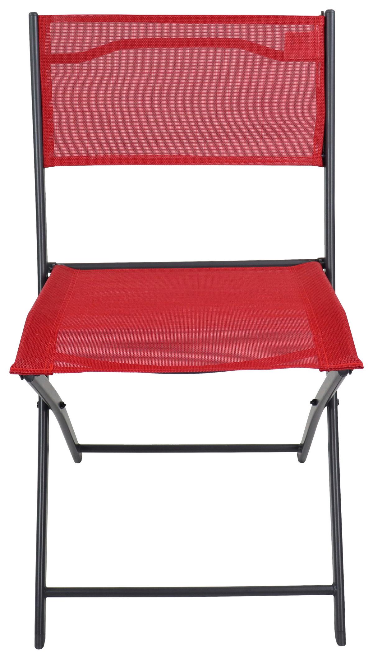 GARTENSTUHL-SET SUMILA - Rot/Schwarz, Modern, Textil/Metall (45/79/46cm) - Ambia Garden