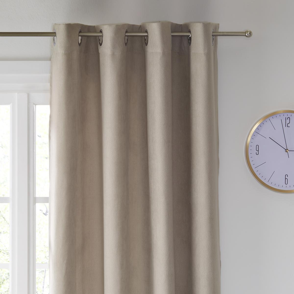 Perdea inele capsă Velours - gri, Konventionell, textil (140/245cm) - Modern Living