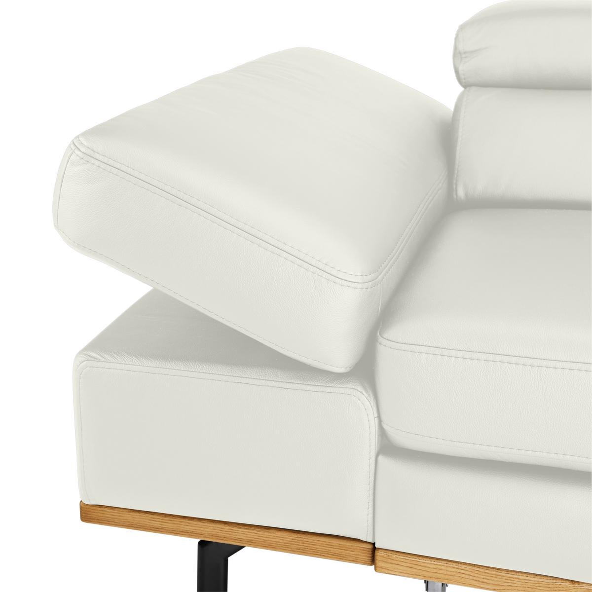 Wohnlandschaft Carmen rechts Weiß - Schwarz/Weiß, MODERN, Leder/Holz (292/72/226cm) - Premium Living