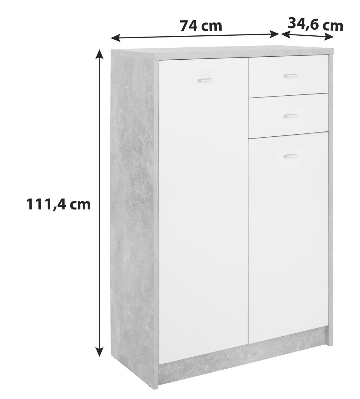 Komoda 4-you New, Siva, Bela - barve kroma/siva, Moderno, umetna masa/leseni material (74/111,4/34,6cm) - Mömax