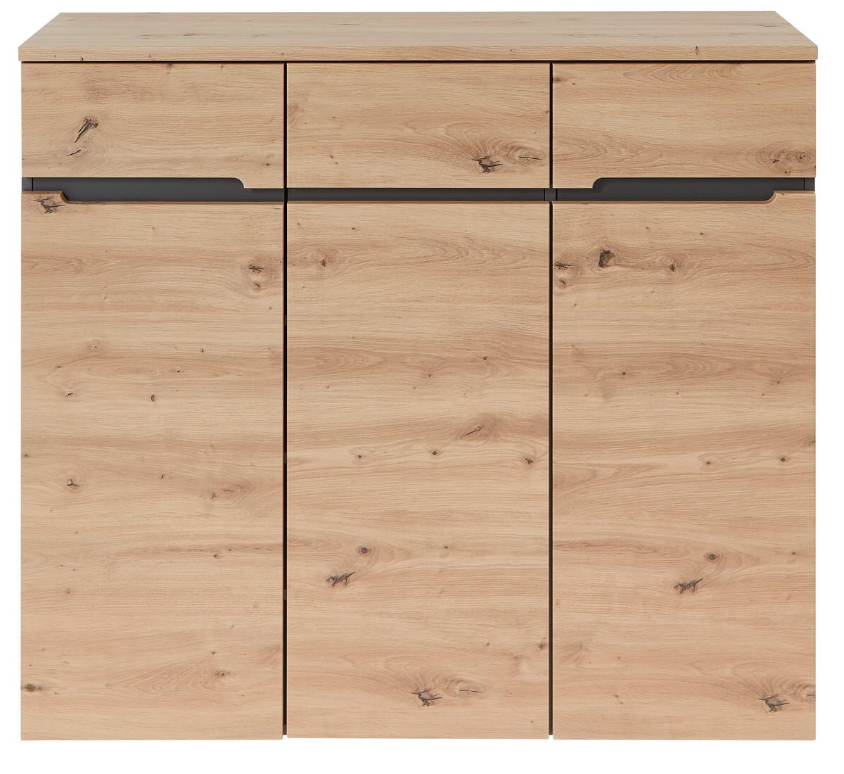 Kommode Memphis in Eiche/Graphit - Graphitfarben/Eiche Artisan, MODERN (120/107/38cm) - Mömax